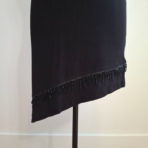 Racerback Bodycon Sz M Midi Sheath Dress Stretch Knit Asymmetrical Hem - Picture 8 of 12